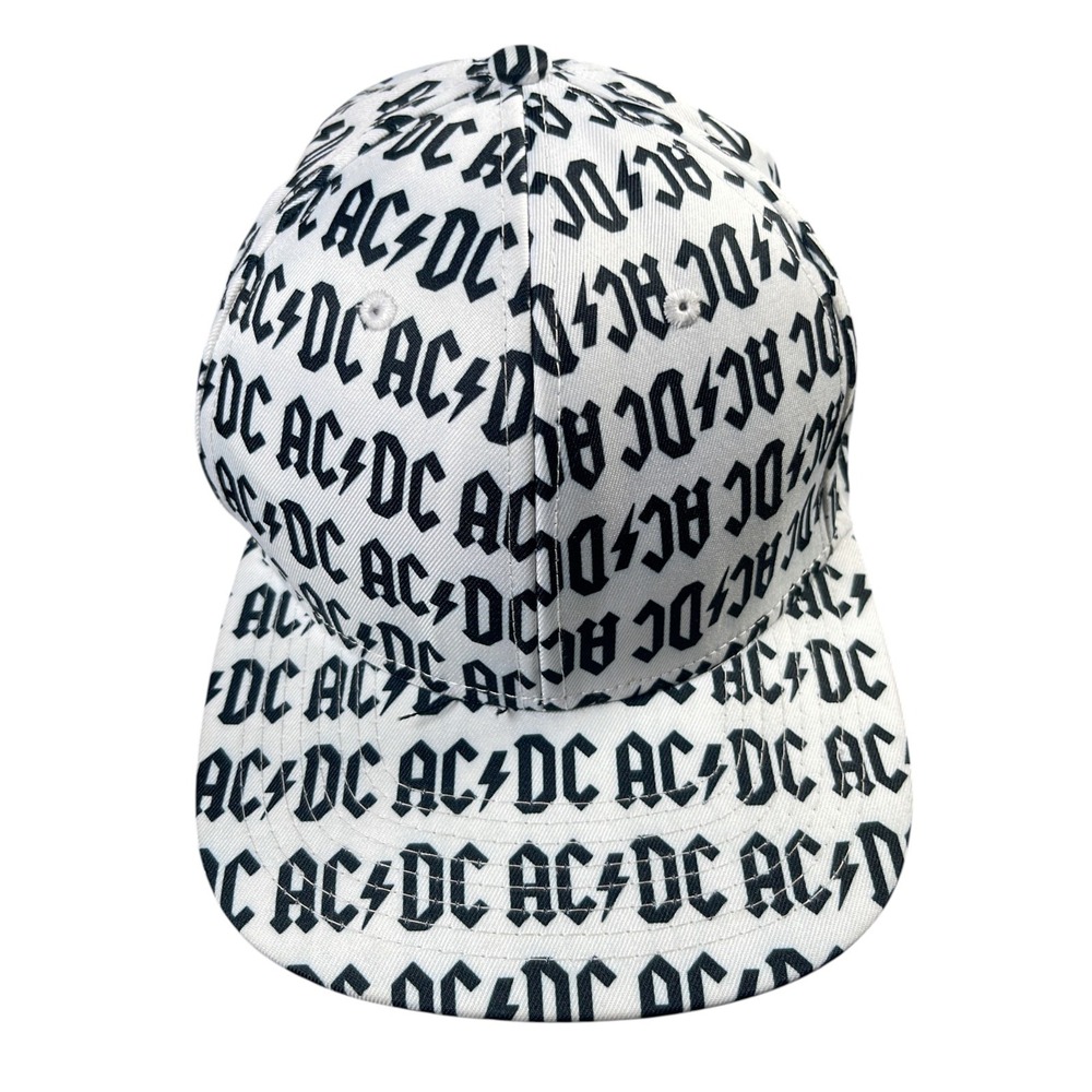 AC/DC H3 Headwear Adult White Black All Over Print Snapback Hat Cap